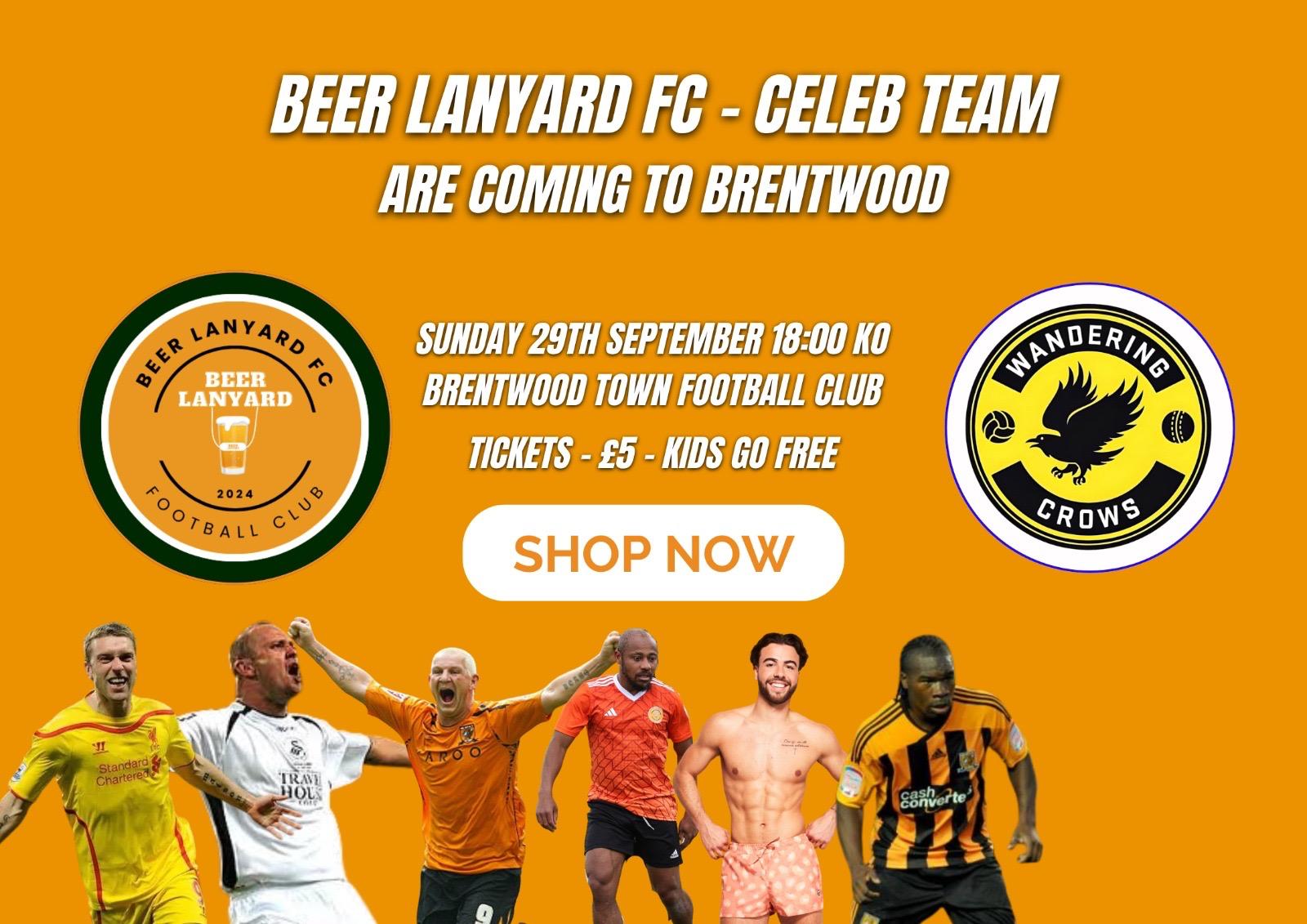 Beer Lanyard FC vs Wandering Crows - Brentwood Town - 29th September - ADULT VIP - #shop_name - #BeerLanyard