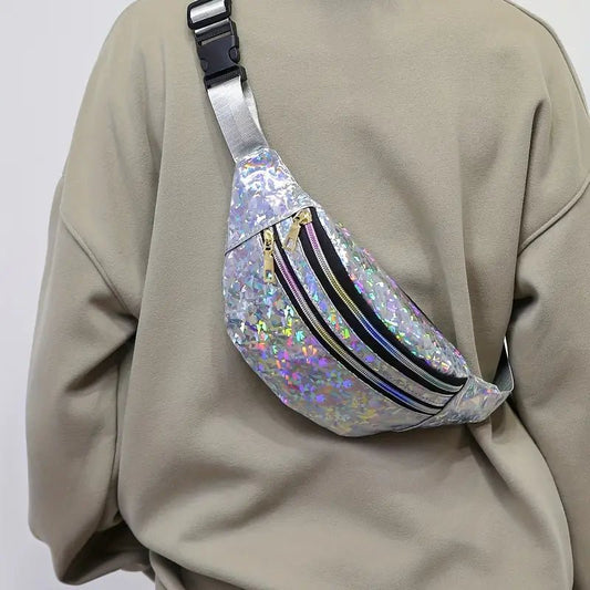 Silver Sparkly Festival Bum Bag - #shop_name - #BeerLanyard